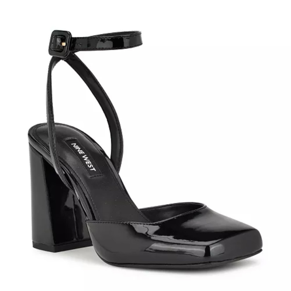 Nine West Glossy Black Block Heels